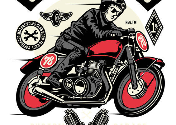 复古机车图案裁片印花，打造个性服装