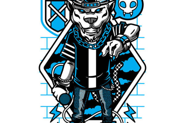 潮流动物头像裁片印花，街头风服装印花设计