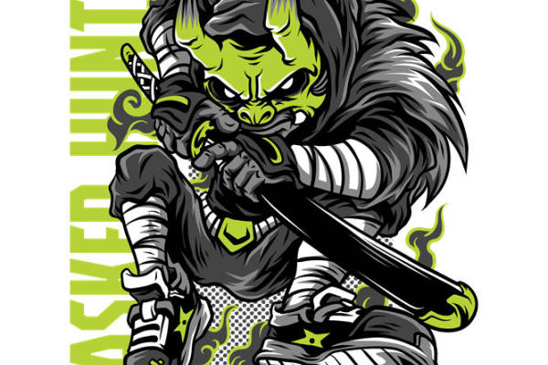 暗黑猎人裁片印花:酷炫风格服装印花素材