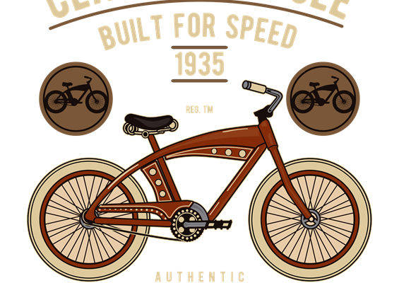 复古经典自行车图案裁片印花，打造个性服装