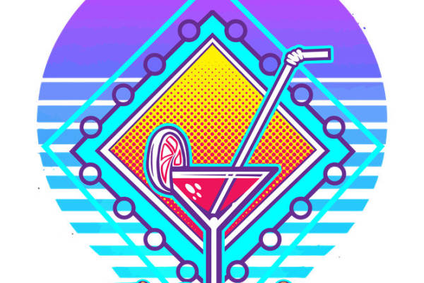 复古风调酒杯印花图案，打造个性服装裁片