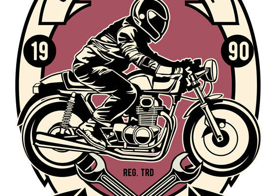 复古摩托车图案裁片印花,打造个性服装