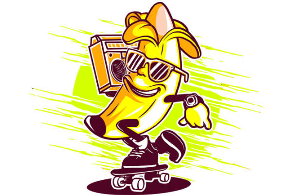 时尚滑板香蕉裁片印花，创意服装印花设计