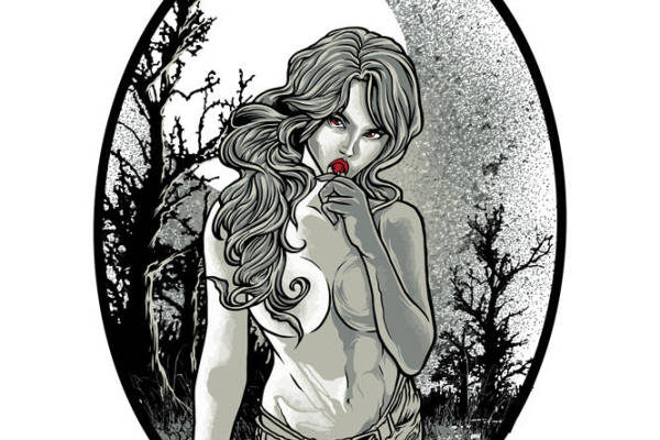 复古森林女性剪影印花素材：服装印花新选择