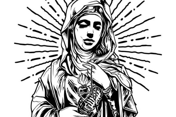 经典宗教人物图案，适合服装印花与裁片印花