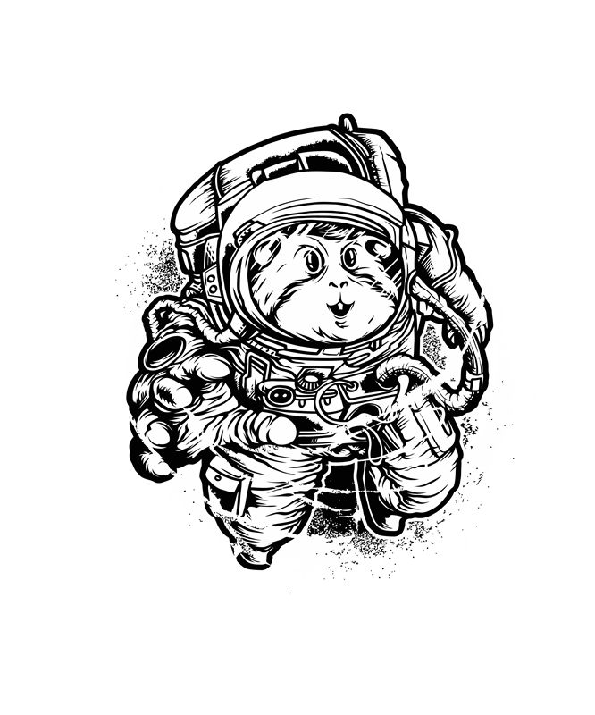 裁片印花：太空探险者宇航员图案服装印花