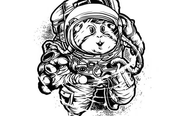 裁片印花：太空探险者宇航员图案服装印花