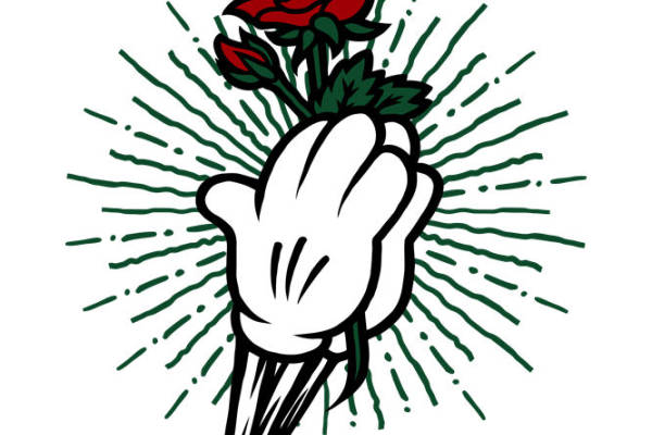 玫瑰与中指的创意服装印花设计