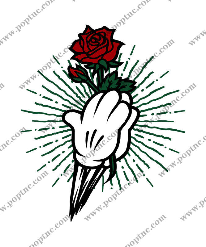 玫瑰与中指的创意服装印花设计