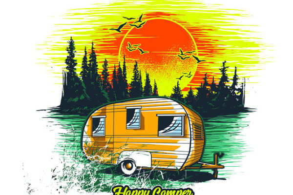 自然森林露营场景裁片印花，打造户外服装新风尚