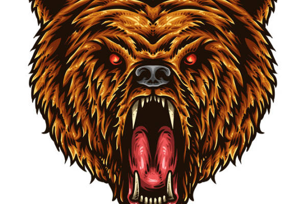 熊头怒吼印花图案，服装印花裁片设计灵感