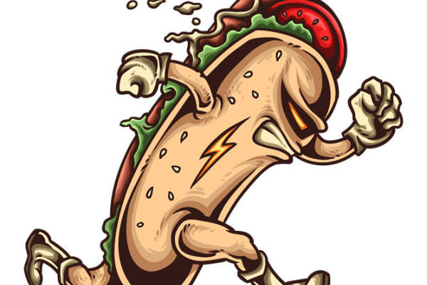 裁片印花：动感汉堡图案服装印花