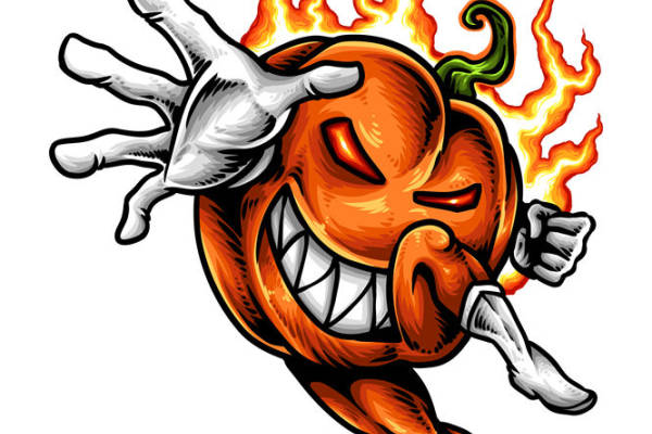 万圣节南瓜火辣印花裁片，服装印花新选择