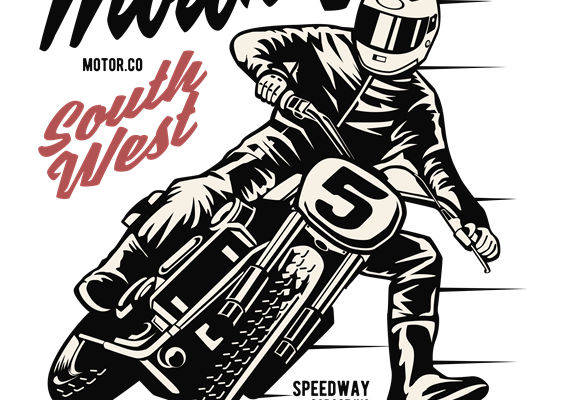 复古摩托车图案裁片印花,打造个性服装