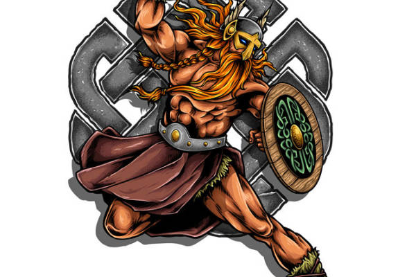 服装印花素材：维京战士图案裁片印花