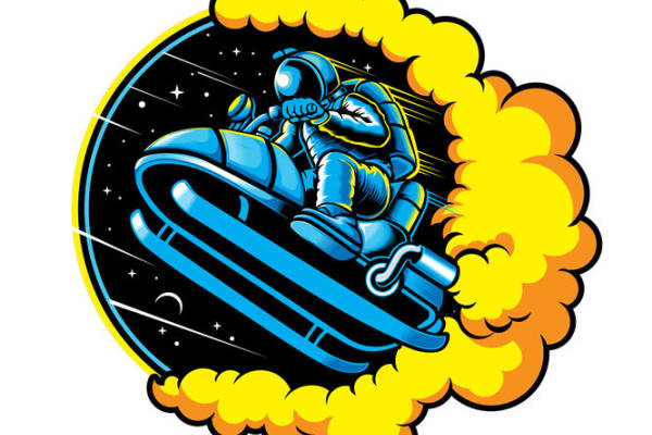 未来科技感宇航员飞碟印花裁片，打造个性服装