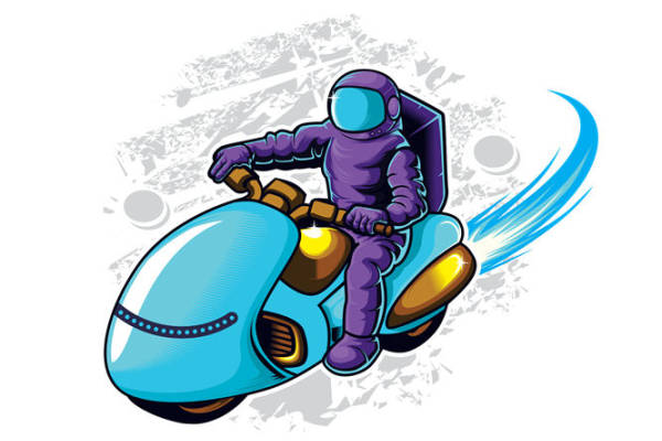 未来科技感太空骑手图案服装印花素材