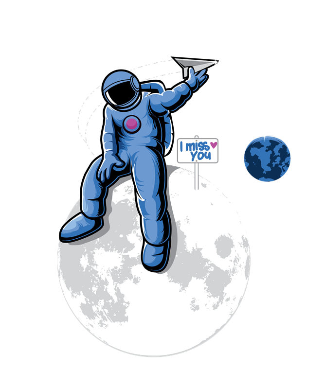 宇宙浪漫：宇航员月球上送纸飞机的创意服装印花