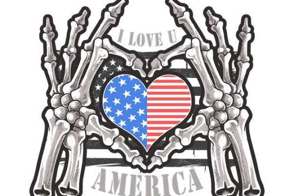 美国爱国风骨手心印花设计,服装印花裁片印花素材