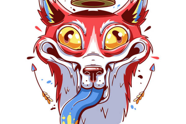 创意动物头像印花图案，适合服装裁片印花