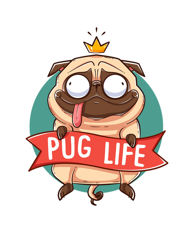 时尚萌宠PUG LIFE印花图案，打造个性服装