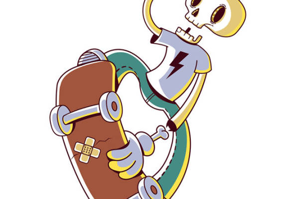 酷炫骷髅滑板图案,创意服装印花素材