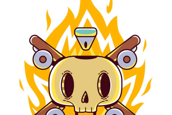 裁片印花：骷髅火焰图案服装印花设计灵感