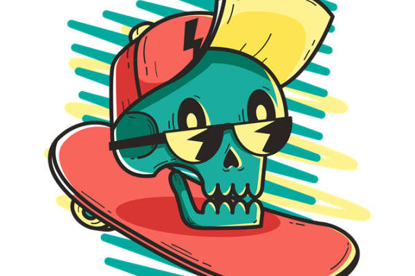 酷炫骷髅滑板印花:服装印花新选择