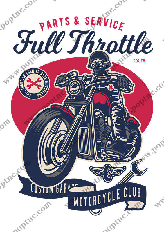 复古摩托车图案裁片印花,打造个性服装