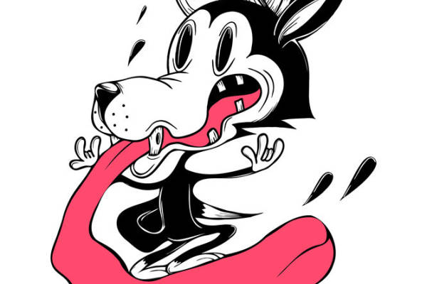 卡通狗头裁片印花，可爱动物图案服装印花