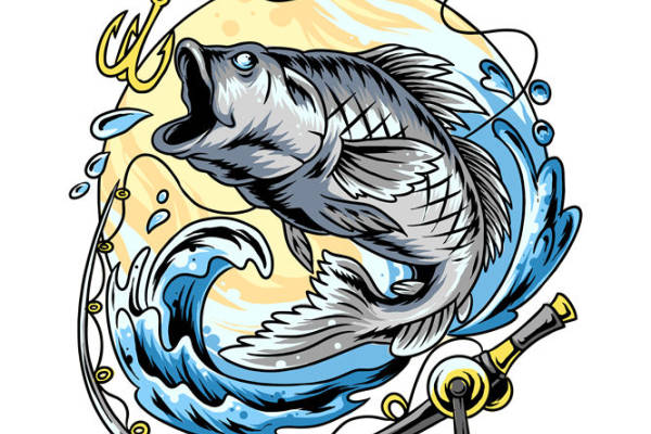 跃动鱼跃波浪纹服装印花裁片素材