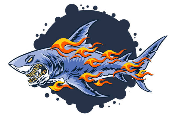 鲨鱼火焰纹样裁片印花设计，服装印花新选择