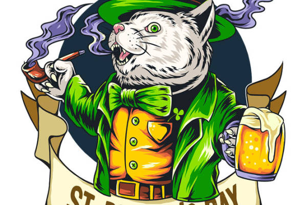 时尚猫头鹰圣帕特里克节服装印花裁片