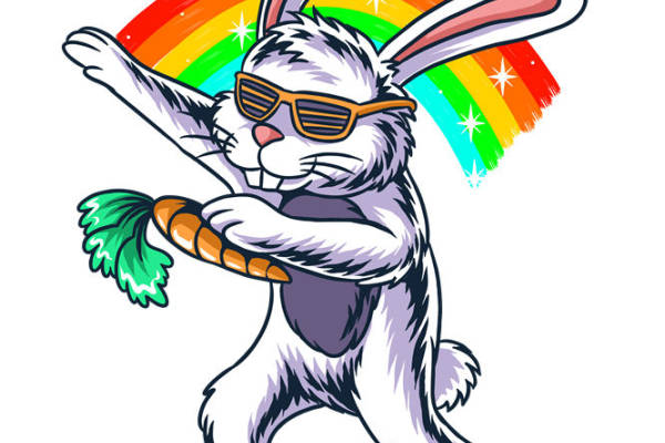 时尚潮流兔吃胡萝卜裁片印花，打造个性服装