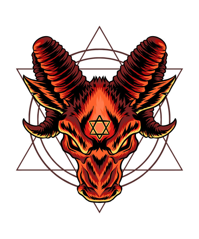 恶魔牛头星芒图案服装印花裁片