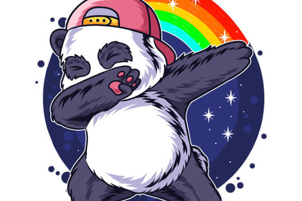 萌趣熊猫帽檐花型服装印花裁片