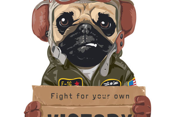 复古飞行员风狗图案裁片印花，打造个性服装