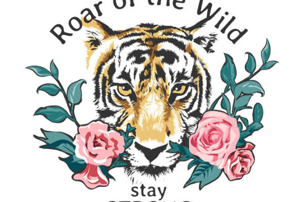老虎头像花型印花素材，服装印花设计必备