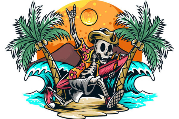 热带风情骷髅图案裁片印花，打造个性服装