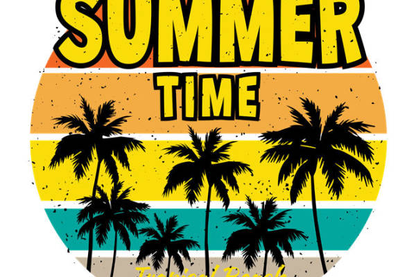 夏日海滩风情印花图案，打造时尚服装裁片