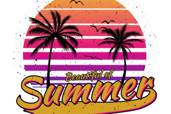 夏日海滩风情服装印花设计素材