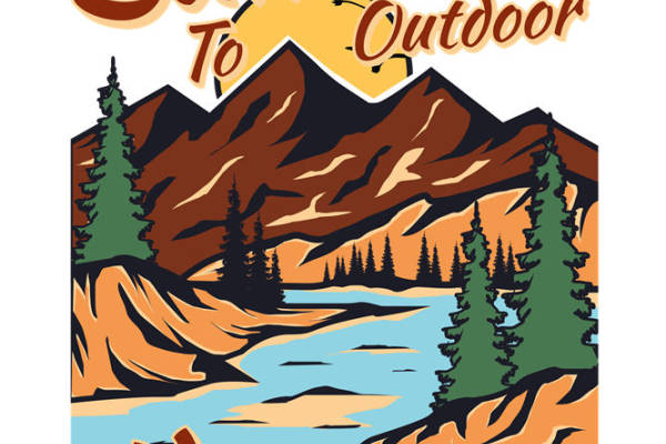 自然山景图案裁片印花设计，打造户外探险风格服装