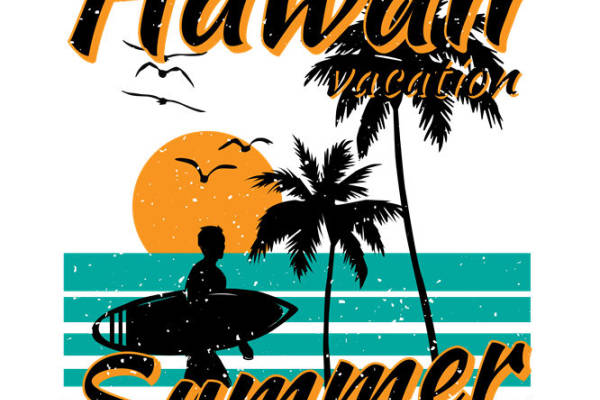 复古夏威夷风情服装印花设计