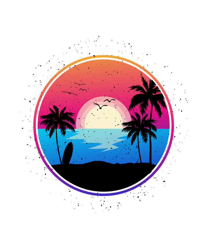 热带风情裁片印花：夏日海滩风情服装印花