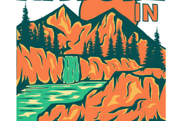 自然山川图案裁片印花，打造个性户外服装