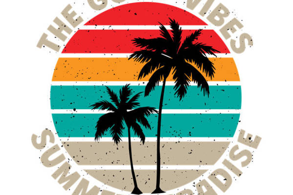 夏日海滩风情服装印花图案裁片