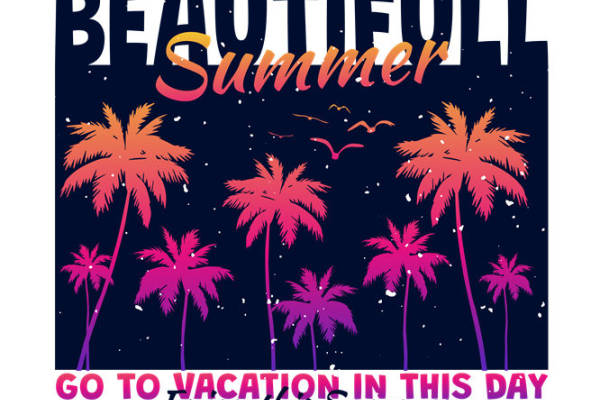 夏日海滩风情服装印花裁片