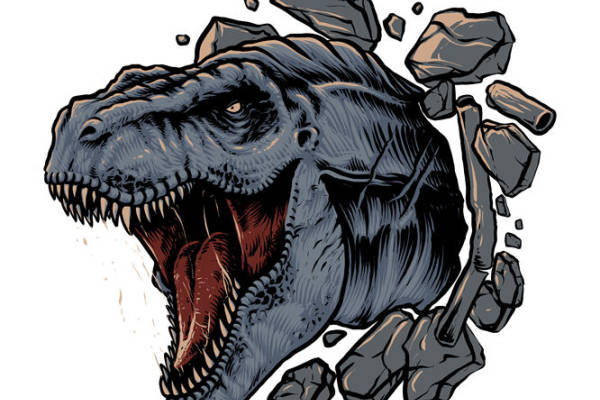 破岩而出的霸王龙：创意服装印花素材