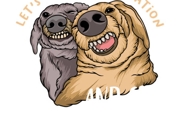 萌趣双狗图案服装印花设计