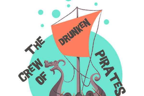 复古海盗船图案裁片印花，打造个性服装